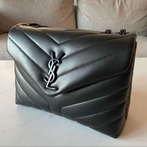 YSL Small Loulou Bag, Black + Black Hardware